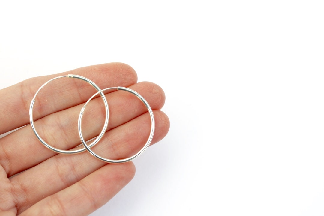 Large Silver Hoops Silver Hoops Thin Hoops Minimal Hoops Etsy