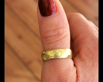 Gold Plated Brass Hammered Ring – Adjustable Design