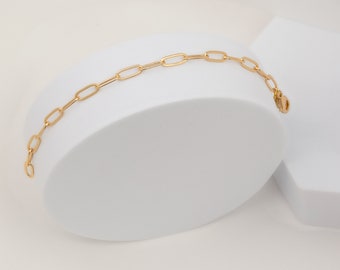 Gold PAPERCLIP Bracelet, Waterproof and Tarnish Free Bracelet, Gold Paperlink Eternity Bracelet, Gold Paperclip Chain Bracelet