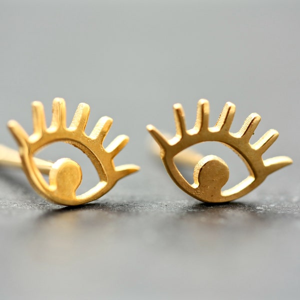 Eye studs small studs unusual studs gold studs little studs evil eye studs gold posts tiny gold earrings stud earrings gift