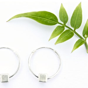Silver hoop earrings, Sterling silver hoops, Geometric jewellery, Minimal jewellery, simple silver earrings, Kerrieberrie image 2