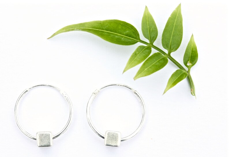 Silver hoop earrings, Sterling silver hoops, Geometric jewellery, Minimal jewellery, simple silver earrings, Kerrieberrie image 2