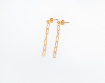 Gold PAPERCLIP Link Earrings, Drop Earrings, Gold Cable Link Drop Earrings, Gold Paper Clip Link Drop Earrings, Gold Link Chain Earrings