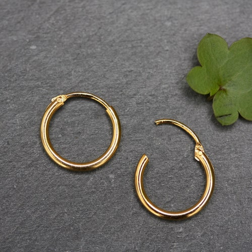 Gold Hoop Earrings Small Thin Hammered Minimalist Gold Hoops Etsy UK