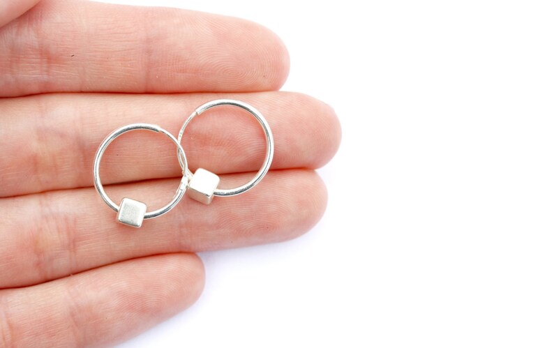 Silver hoop earrings, Sterling silver hoops, Geometric jewellery, Minimal jewellery, simple silver earrings, Kerrieberrie image 3