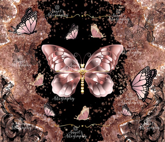 Butterfly tumbler png, digital art png, 20 oz skinny tumbler png, DIY tumbler, instant download, zip file, beautiful butterfly tumbler png