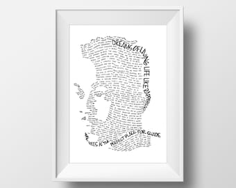Kendrick Lamar hand crafted micrography lyrics poster print