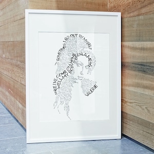 Amy Winehouse hand crafted micrography lyrics poster print