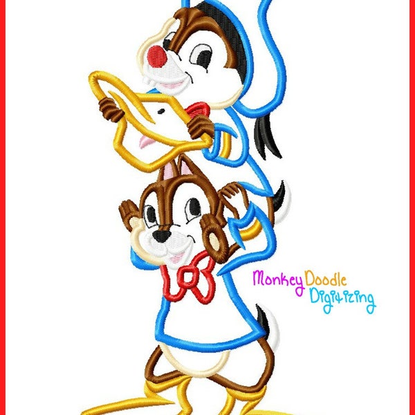 Chip & Dale Donald Costume - Embroidery Machine Applique - Instant Download - finding Nemo Monkey Doodle Digitizing