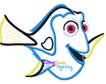 Dory -  Embroidery Machine Applique - Instant Download - finding Nemo Monkey Doodle Digitizing