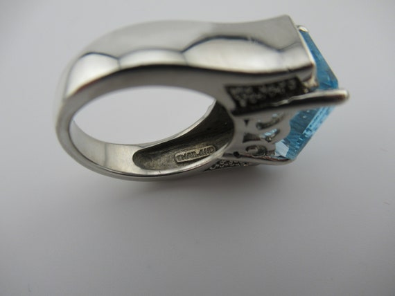 Silvershake Genuine Sky Blue Topaz & Tanzanite Sterling Silver 3-Stone Engagement Ring – 925 Silver