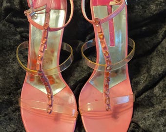Zapatos - Sandalias de tacón con tira en T de Nine West en color rosa