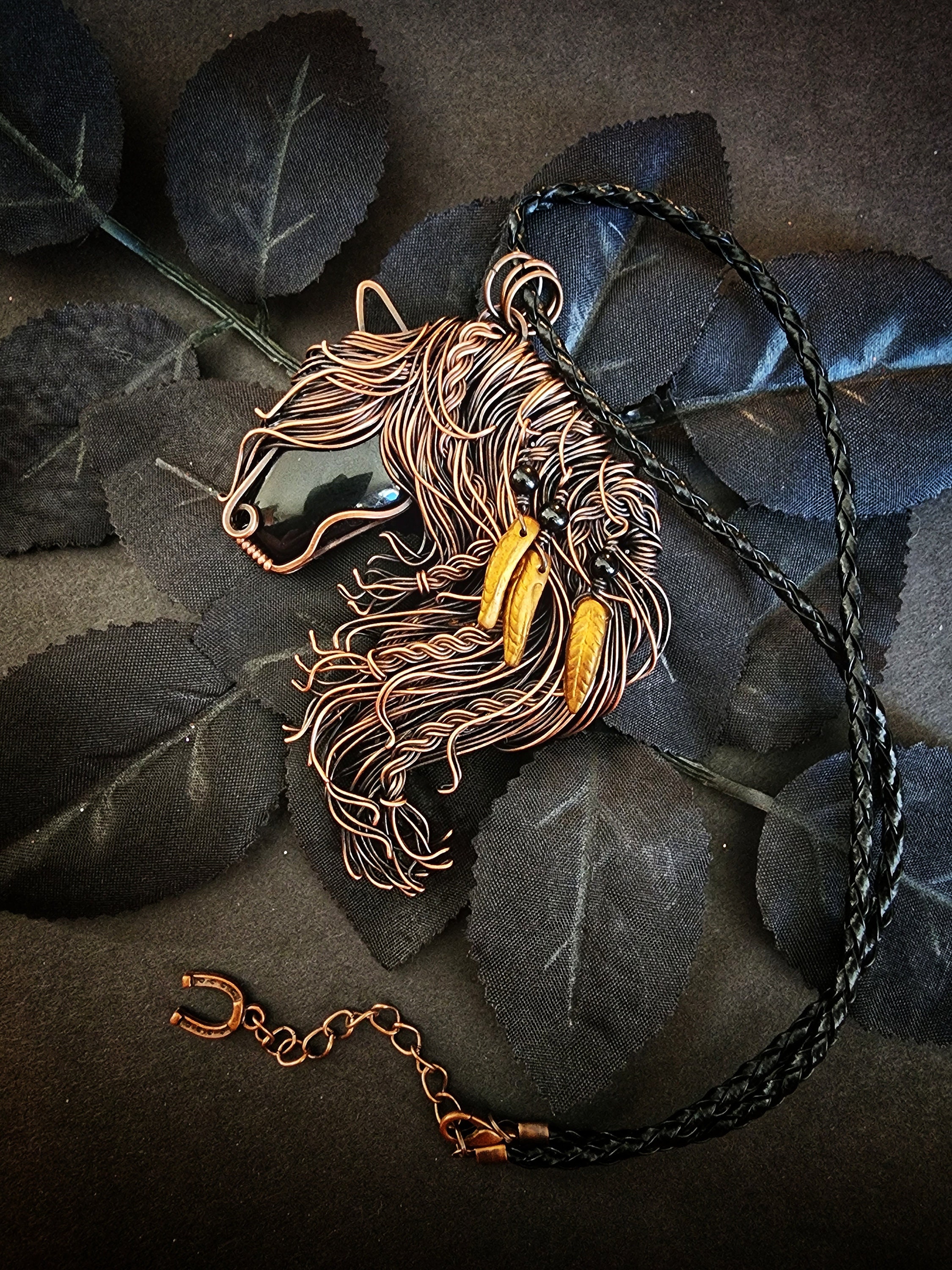 Spirit Horse. A Handmade Copper Wire Wrap Onyx Horse Pendant Spirit Horse. A Handmade Copper Wire Wrap Onyx Horse Pendant