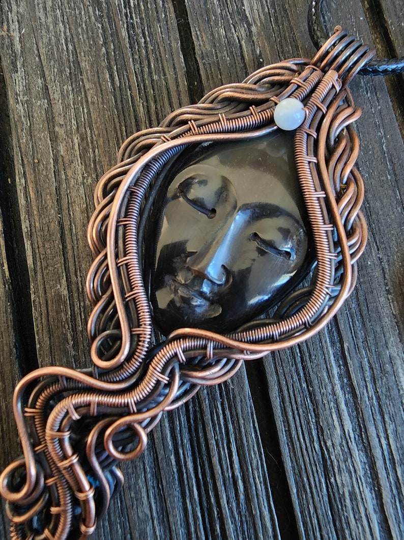 Nyx, Goddess of Nightmares. A Handmade Copper Wire Wrap Pendant With a