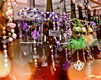 Mardi Gras in New Orleans, Home Decor, Photo Prints, Local Art, Living Room Photo, Downtown Parade, Mardi Gras Beads, big easy, wrought iron