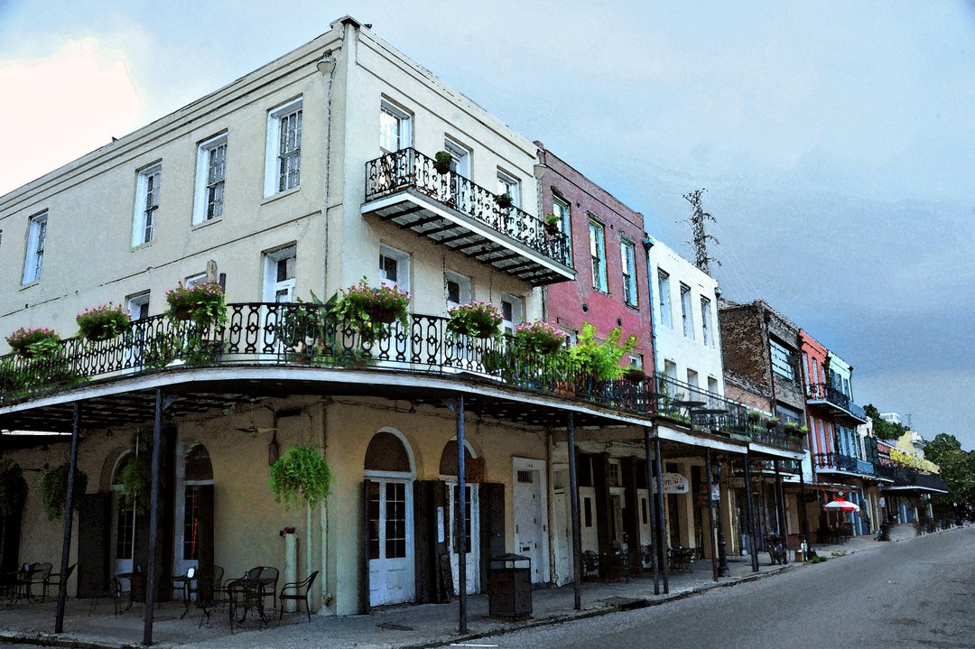 Bourbon Street Balcony, 2nd and 3rd Floor Flowers, Lacey Wrought Iron