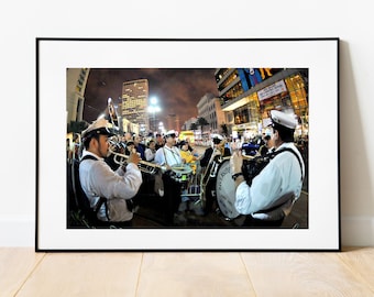 Brass Band at Mardi Gras Parade photograph, New Orleans Home Decor, Printgraphy, Living Room, Downtown, Jazz Band, big easy, second line