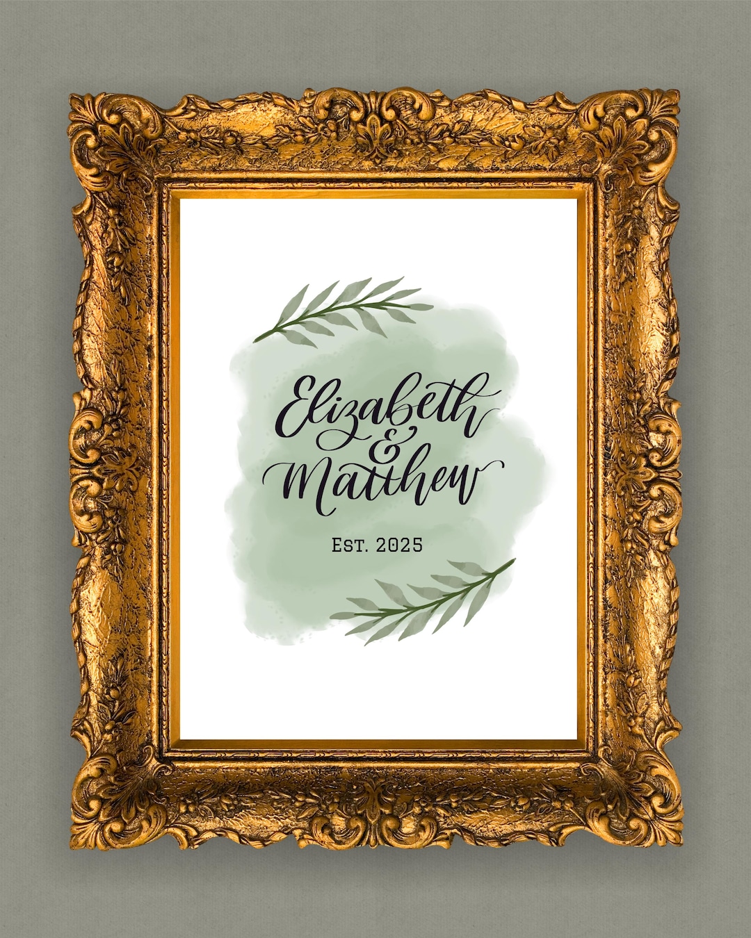 Name Est CUSTOM Name & Est Date Printable • 8x10 Wall Art • Sage Green ...