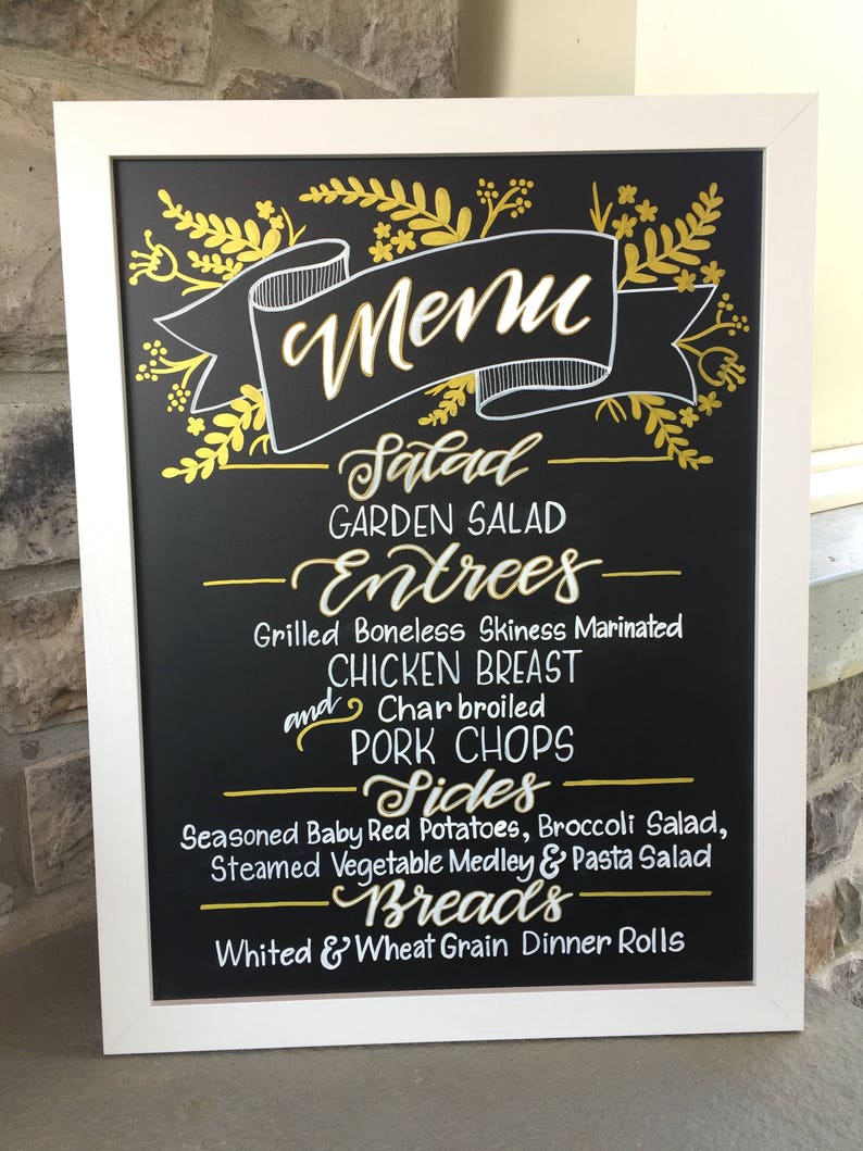 Dinner Menu Chalkboard Wedding Menu Board Dinner Menu for Etsy