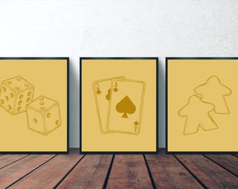 Board Game Wall Art | Printable Digital Download | Board Game Décor | Simple Modern Gamer Art | Unique Poster | Game Room Art | Yellow