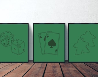 Board Game Wall Art | Printable Digital Download | Board Game Décor | Simple Modern Gamer Art | Unique Poster | Game Room Art | Green