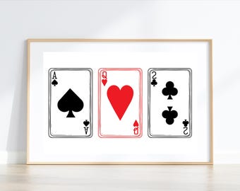 Cards Wall Art | Printable Digital Download |Game Décor | Simple Modern Gamer Art | Unique Poster | Game Room | Poker Art | Game lover Decor