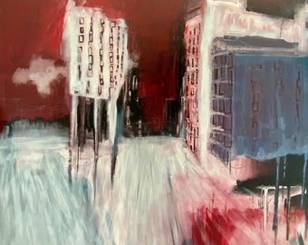 Painting - City abstract in Red