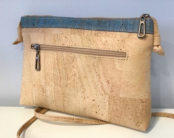 Cork Crossbody Bag: Vegan Turquoise Shoulder Clutch