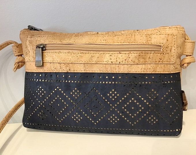 Cork shoulder/cross body bag, Blue cork, vegan, cruelty free,  Eco Friendly