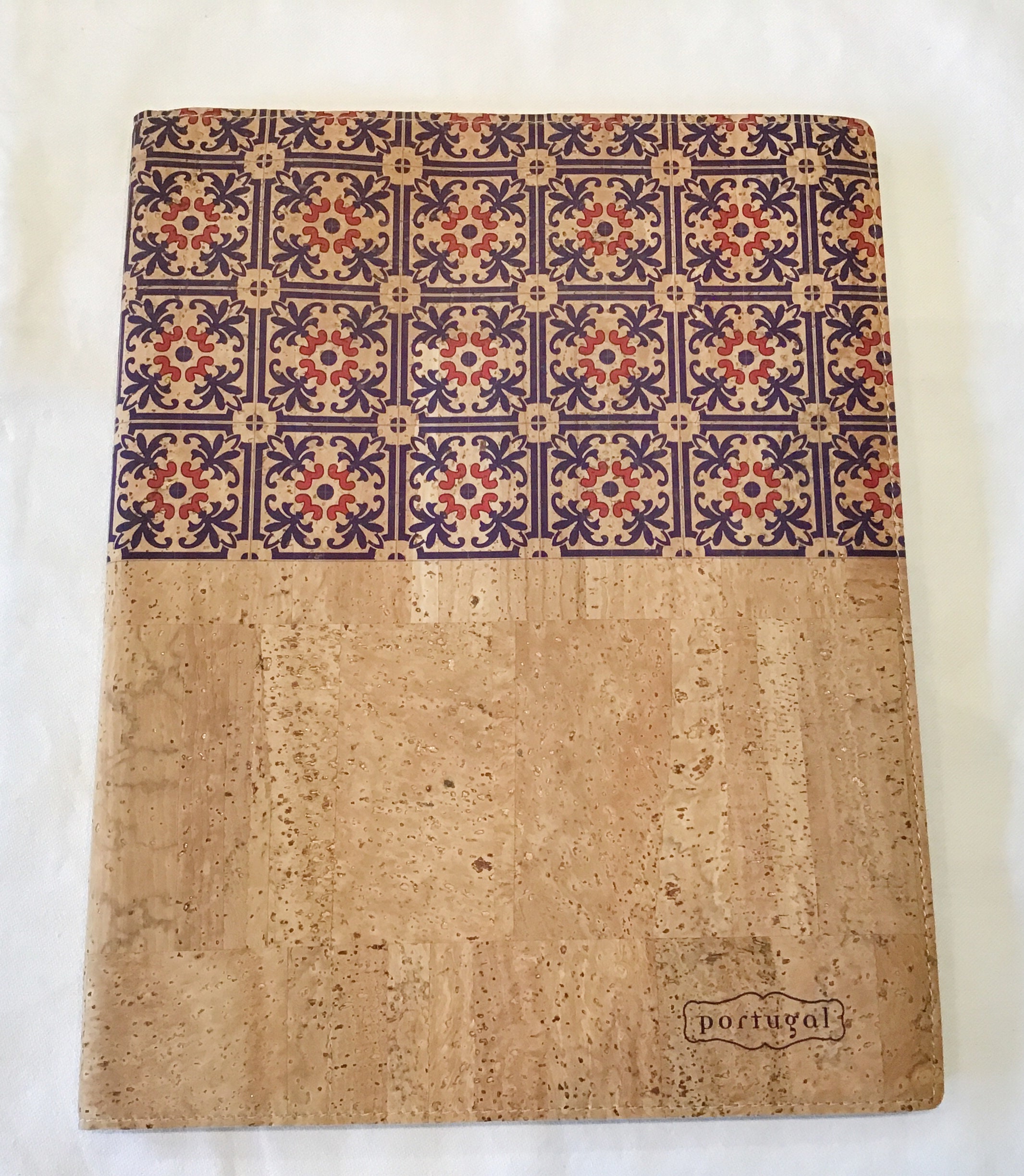 Ready To Ship Vegan Cork Unlined Notebook, Portuguese Tiles