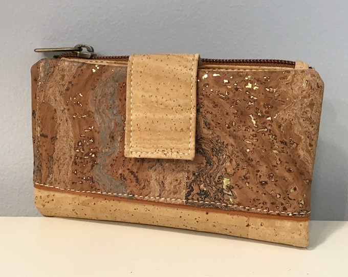 Cork wallet, natural with Bronze, Vegan, Cruelty free, Eco Friendly