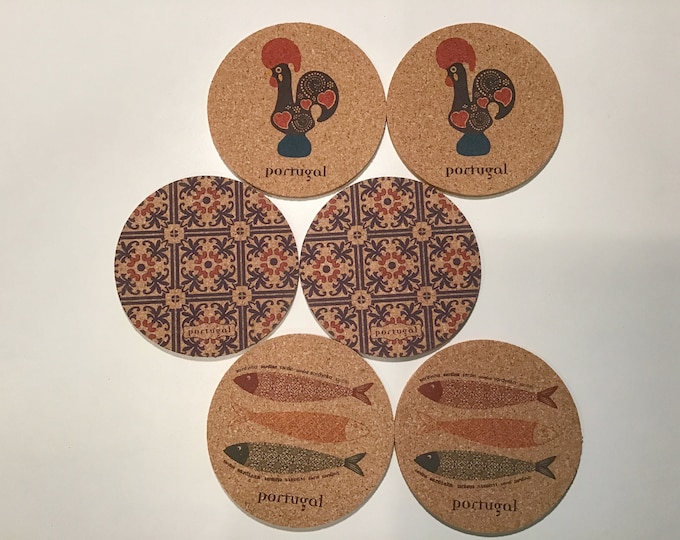 Cork coasters, six, free shipping, Vegan, cruelty free, Eco Friendly