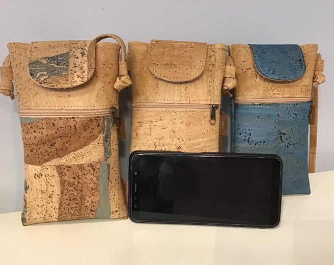 Cork phone purse, natural, Vegan, cruelty free, Eco Friendly