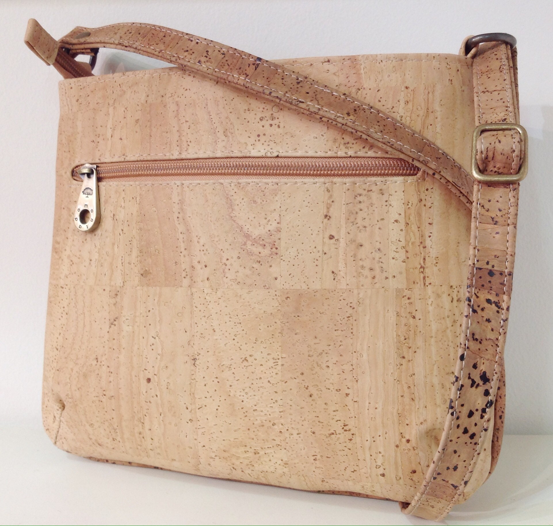 Cork shoulder bag, with embroidery Montado Vegan Eco Friendly