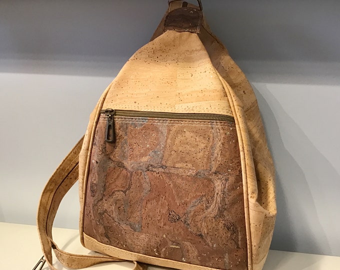 Cork back pack, natural and bronze chimmer cork, Vegan, Cruelty free, Eco Friendly