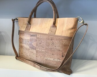 Cork work or travel bag, brown/natural, Vegan, Eco Friendly, Cruelty Free,