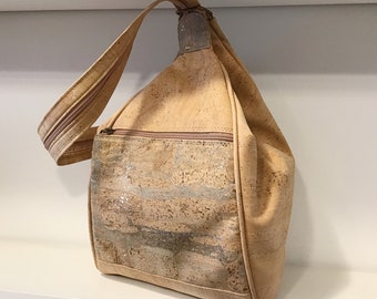Cork back pack, natural and gold flaked cork, Vegan, Cruelty free, Eco Friendly