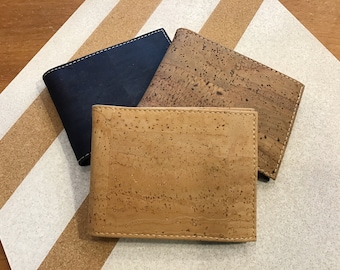 Cork wallet, natural, brown or blue, Vegan, cruelty free, Eco Friendly