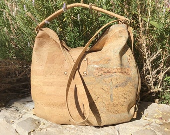 Kork-Handtasche / Schultertasche / Rucksack, 3 in 1, Vegan, grausam, Umweltfreundlich