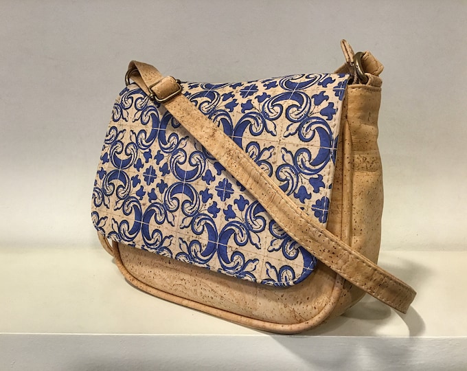 Cork shoulder, cross body bag with wall tile, vegan, cruelty free, Eco Friendly