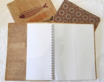 Ready To Ship Vegan Cork Unlined Notebook, Portuguese Tiles