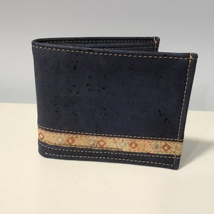 Cork wallet, navy blue - Vegan - Eco Friendly