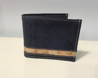 Cork wallet, navy blue - Vegan - Eco Friendly