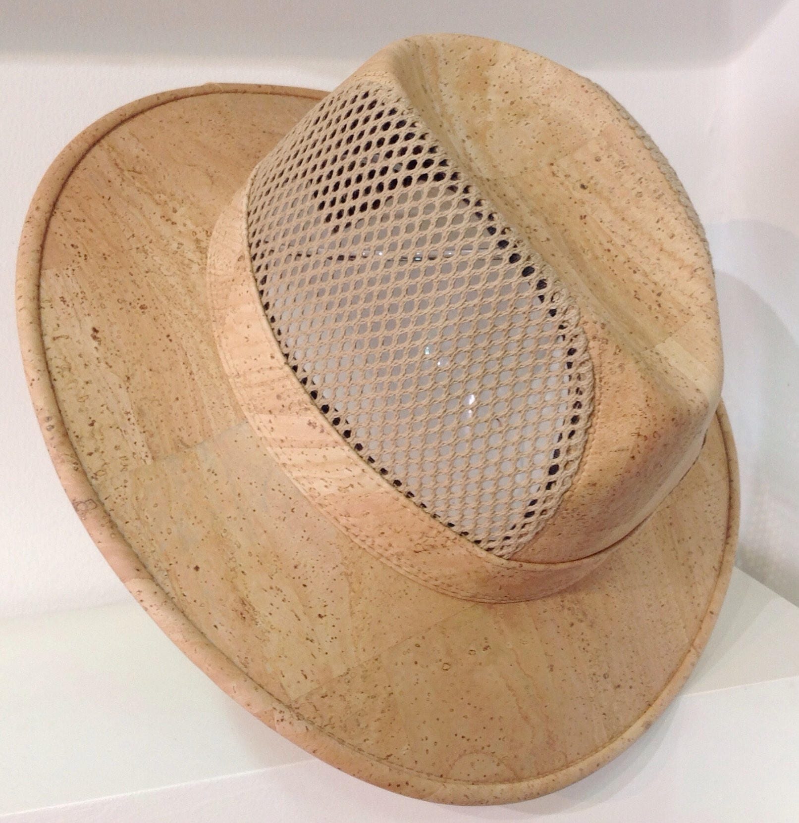 Natural cork hat with mesh Vegan Eco Friendly