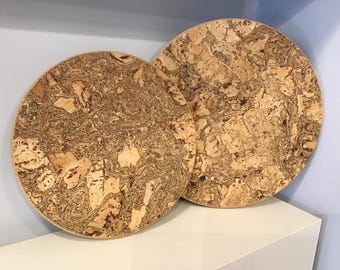 2 x Cork hot base round, 25cm and 30cm, Vegan, Eco Friendly
