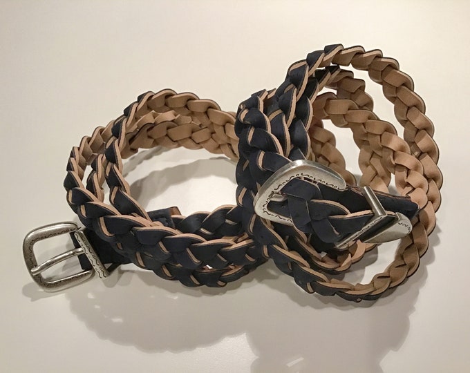 Cork belt, Very dark navy, braided, Vegan, cruelty free