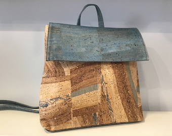 Cork back pack, blue, vegan, Eco Friendly, cruelty free