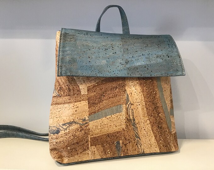 Cork back pack, blue, vegan, Eco Friendly, cruelty free