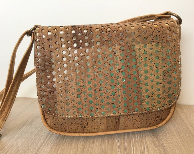 Cork shoulder / cross body bag, soft brown, vegan, Cruelty Free, Eco Friendly