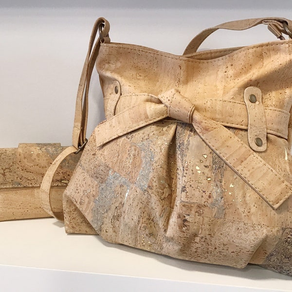Sac à Main En Liège Végétalien DeCarbonize - Naturel, Étanche Et Fabriqué Au Portugal - 21x25x10cm